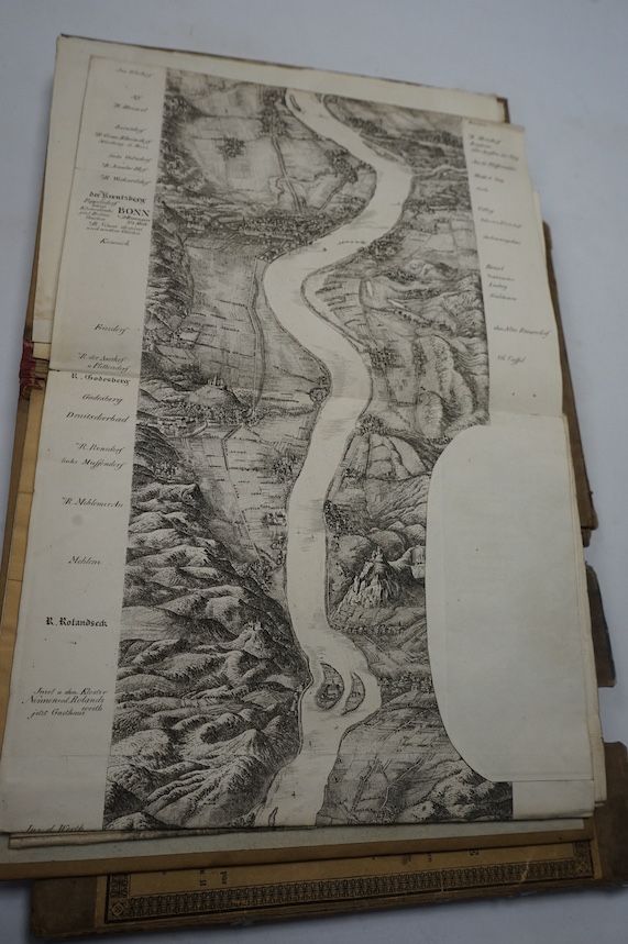 Delkeskamp, F.W. - Panorama des Rheins und seiner nachsten Ulmgebungen von Mainz bis Coln ... concertina format, pictorial panorama with engraved title and marginal text, the accompanying 20pp. Guide being present; origi